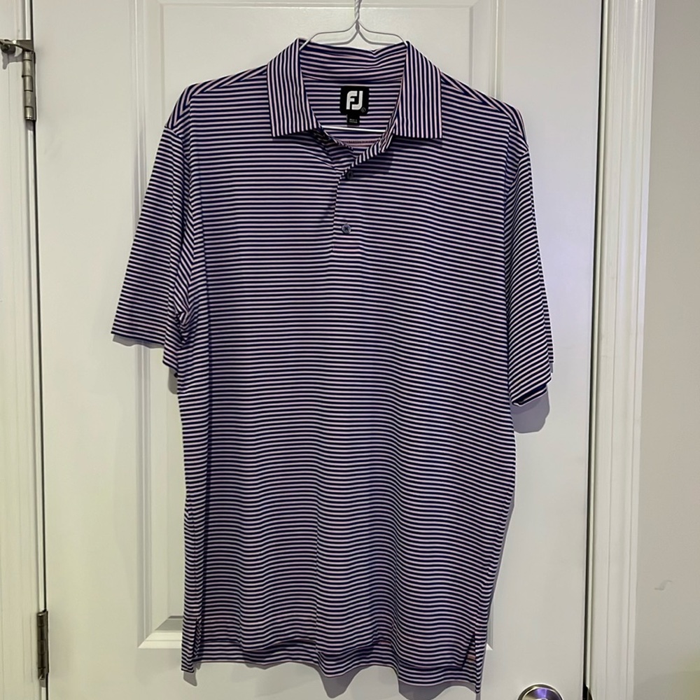 Footjoy golf polo pink and blue Large